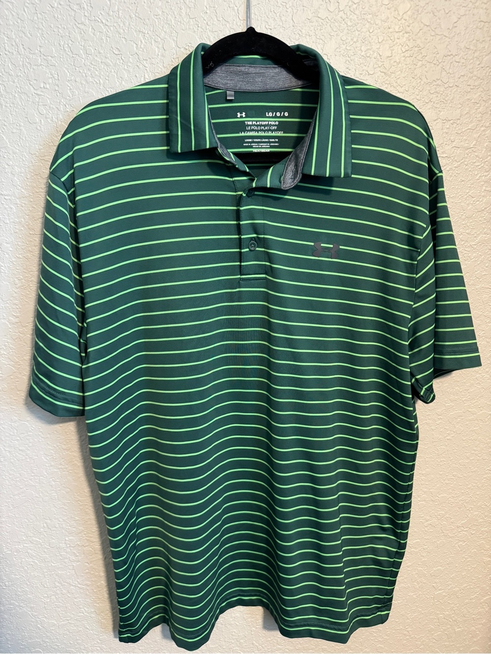 Under Armour Men’s The Playoff Polo Green Striped Polo Shirt